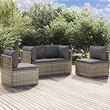 Camerina 4-TLG. Garten-Lounge-Set mit Kissen Lounge GartenmöBel Set Sitzgarnitur Garten GartenmöBel Lounge Set Terrassen MöBel MöBelsets Grau Poly Rattan