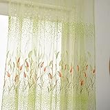AQ899 Voile Curtain Panel Leaves Drape Curtain Tulle Window Sheer Fabric Voile 1 Home Decor Curtains Drapes 100x200cm
