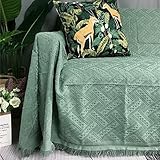 Homxi Sesselbezug 3 Sitzer,Sofa Bezug Einfarbig mit T Baumwolle Überwurf Sofa Handtuch Sofa Grün Sofaüberwurf Decke 180x180CM