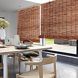 Handgewebte Bambusrollo für Außen Lichtfilterung Schilf Vorhang Sonnenschutz Bambus Raffrollo Sichtschutz Wärmedämmung 50 60 70 80 90 100 110 120 140 150 160cm Breit