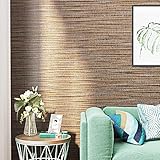 FunStick 40cm x 6m Braune Tapete Selbstklebend Tapeten Wohnzimmer Schlafzimmer Modern Schlicht Wand Folien Strukturtapete Leinenoptik Möbelfolie Vintage Braun Klebefolie Möbel Muster Folie Textiloptik