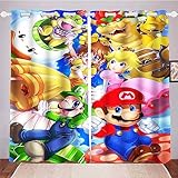 UNAGRI Mario Verdunkelungsvorhang Gardinen Verdunklungsgardine 3D-Druck Cartoon Mario Vorhänge 2er Set Für Kinderzimmer Schiebegardine Blickdicht (4,280×180WxH (140×180cm×2))