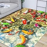 Kunsen Hochflor Teppich Malerische Unterwasserwelt Teppich für Balkon Farbe Balkon Teppich Komfortabel160x200CM