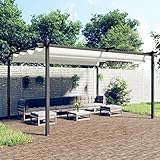 Festnight Metall Garten Pavillon Pergola 4x3 m, Pergola Wasserdicht Sonnendach mit Schiebedach, Gartenpavillon Mit Markisenschutz für Garten Terrasse, UV Beschattung, Creme