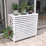 TsoLay Massivholz Klimaanlage Abdeckung Outdoor Blumenstander Blumenständer Aus Holz, Jalousien Klimaanlage Zaun, Verstecken Und Schutz (Color : Weiß, Size : M (96x40x89cm))