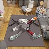 BRALEM Hi-P-Pi-E K-A-W Rutschfester Teppich Matte Schlafzimmer Flanellteppich Camping Yoga Krabbelmatte Spiel Teppich 90X150CM