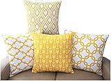 TIDWIACE 4er Set Dekorativen Outdoor KissenGelb 40 x 40 cm, Geometrische Kissenbezüge Quadratische Kissenhülle für Sofa Wohnzimmer Zierkissen für Schlafzimmer, Sofa, Stuhl, Bett, Garten Dekor