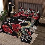 Retro Schlange Spinne Tagesdecke M Größe Red Rose Print Bettwäsche Set Tiere Pflanzen Thema Tröster Set Kinder Mädchen Frauen Jungen Zimmer Dekor Rot Schwarz Stickerei Boho Quilt Set