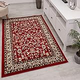 Teppich-Home Orient Teppich rot beige grau schwarz klassisch dicht gewebt mit Ornament und Blumenmotiven, Farbe:R2430, Maße:240x340 cm