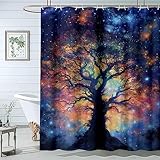 JOSUE Antischimmel Textil Duschvorhang Multi Waschbar Polyester Stoff Badevorhänge mit Ösen und 12 Duschvorhangringe für Badezimmer - 180x180cm