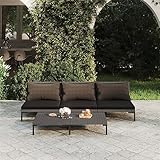 TALCUS 4-teiliges Gartenlounge Set mit Kissen Poly Rattan dunkelgrau