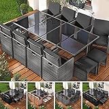 BRAST Gartenmöbel Set Camouflage Deluxe | 8-12 Personen viele Modelle & Farben | incl. Kissen & Abdeckung | Outdoor Loungemöbel Sitzgruppe Essgruppe Garnitur | 13tlg Grau/Anthrazit