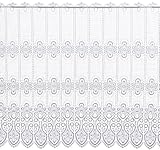 Plauener Spitze by Modespitze, Store Bistro Gardine Scheibengardine mit Stangendurchzug, hochwertige Stickerei, Höhe 83 cm, Breite 96 cm, Weiß