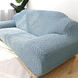 DSHUB Stretch-Sofa-Schonbezug, Sessel-Sofa-Schonbezug, hohe Elastizität, weiches Polyestergewebe, Sofa-Schutzbezüge, 210–240 cm, Hellblau