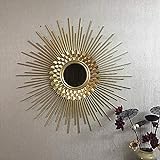 Wandspiegel aus Metall, dekorativ, hübsches Gold, Sonnenspiegel, Sofa, Hintergrund, Wanddekoration, Boho-Chic, Mädchen, Heimdekoration, Wandbehang