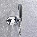 CRJUS Hand-Bidet-WC-Sprühkopf, Messing, Verchromt, Tragbares Bidet-Brauseset, Wandmontage, Heiß-Kaltwasser-Bidet-Mischer-Wasserhahn