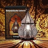 Aranp Orientalische Lampe Schwarz 36cm für Kerzen, Lampen E27 Fassung und LED Lichterketten | Innen und Außen Deko | Marokkanische Laterne | Arabisches Windlicht Wetterfest als Gartenlaterne