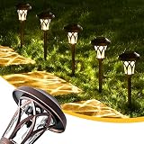 Solar Gartenleuchten, Solarleuchten für Garten, 6 Stück, LED Warmweiß, wasserdicht, automatisch, solarbetrieben, für Hof, Landschaft, Rasen, Terrasse, Weg und Einfahrt, 6 Stück