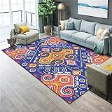 Kunsen Teppich kinderzimmer Living Floor Kreatives orange blaues geometrisches Design Sofa Teppich verletzt Nicht den Boden küche teppichvorleger 60X90CM