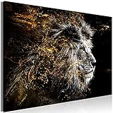 murando - Bilder Löwe 120x80 cm Vlies Leinwandbild 1 tlg Kunstdruck modern Wandbilder XXL Wanddekoration Design Wand Bild - Porträt Tier schwarz gold grau Abstrakt g-C-0351-b-a