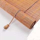 Bambus Rollo Karbonisiert Rollläden 50% Beschattung jalousien Natur Atmungsaktive Seitenzugrollo Sonnenschutz und Sichtschutz Sonnenblende Raffrollo Aufrollbare Trennvorhänge (W85 x H160 cm)