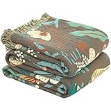 ZCRFYY Baumwolle Throw Decke Warm und Ultra Soft All Season Rustikale Throw Reversible für Sofa Couch Stuhl,Weiß