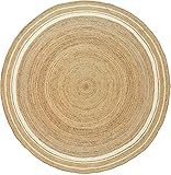 Arise Export Runder Jute-Teppich, 91 cm, handgewebt, mit gewelltem Muster, handgeflochtener Teppich für Heimdekoration (Beige und Weiß, 91,4 x 91,4 cm)