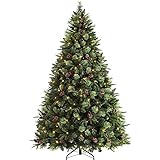 Künstlicher Weihnachtsbaum Klassischer künstlicher Weihnachtsbaum mit Metallbeinen Weihnachten Realistische grüne Zweige 4Ft/5Ft/6Ft/7Ft/8Ft mit dekorativen LED-Lichtern(Color:Green,Size:6ft/180cm)