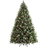 Künstlicher Weihnachtsbaum Klassischer künstlicher Weihnachtsbaum mit Metallbeinen Weihnachten Realistische grüne Zweige 4Ft/5Ft/6Ft/7Ft/8Ft mit dekorativen LED-Lichtern(Color:Green,Size:6ft/180cm)