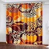 ARMOQ Blackout Vorhang für Kinderzimmer, Gelbe Musterkunst mit Leopardenmuster 80x184CM x 2 3D Digitaldruck, Vorhang, Blickdicht, perforierte Gardinen für Kinder Mustervorhang mit Ösen, 2er-Set Vorhä