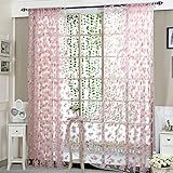 Tonsee Accessoire Gardinen Vorhänge Mit Kräuselband Fensterstoff, Blumen-Voile, transparente Behandlung, 1 Vorhang, Volant, Vorhang, Tüll, Heimdekoration Schiebevorhänge Set (Pink, One Size)