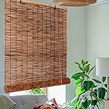 EMISOO Natur Schilf Vorhang Sonnenschutz Bambus Raffrollo Wetterfest Aussen Holzjalousie 80 100 120 150 200cm Breit Bambusrollo Jalousine 75% Lichtfilterung (Size : 50x100cm/20x40in)
