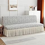 YSLLIOM Armless Sofa Cover All-Inclusive-Universal Sleeve Stretch Sofa Freigabe Full Cover Folding Sofa-Bett-Abdeckung (Weiss,120-150cm)