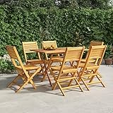 JUNZAI 7-TLG. Garten-Essgruppe Massivholz Teak, Terassenmöbel Außen, Gartenmöbel Set, Möbelsets, Balkonset, Garden Furniture, Balkonmöbel Set, Essgruppe, Tisch- Und Stuhl Set