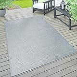 Paco Home In- & Outdoor Teppich, Terrasse u. Balkon, Wetterfest Einfarbig Mit Struktur, Grösse:160x220 cm, Farbe:Grau