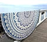 überwurf, Strandtuch, Yogamatte, indisches Mandala, rund, Baumwolle, Tischdecke Strandtuch, runde Yogamatte, Schal, 182,9 cm Strand Freizeit, Picknick blau