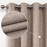 CUCRAF Paar Wärmeisolierter 2er-Set Ösenvorhang mit 2 Durchgängen Beschichtung Sonnenschutz für Schlafzimmer Verdunkelungsvorhänge H175xB140cm Leinenfarbe