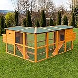Miweba MyAnimal Hühnerstall MH-13 XXL mit Eiablage | Für 8 Hühner - Nistkasten mit Freilaufgehege - 2 Sitzstangen - Winterfest - 2 Ebenen - Hühnerhaus - Kiefernholz - Voliere - Hühnerklappe (Braun)