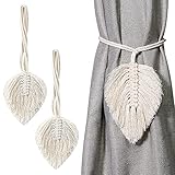 JSUOEO Curtain Raffhalter, 2 Stück Baumwollseil Curtain Rope Buckle Boho Vorhang Raffhalter Dekorative Gardinenhalter Gewebte Vorhangseil für Zuhause, Büro, Hotel Gardinen Deko