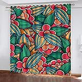 Vorhang Blickdicht 2Er Set 230X234cm 100% Verdunklungsvorhänge Mit Ösen Kälteschutz & Hitzeschutz 3D Abstrakte Pflanzenblumen Gardinen Kinderzimmer Junge Mädchen Schlafzimmer Fensterdekoration