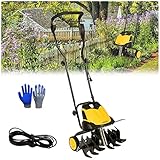 Garden Gear Elektro-Gartenfräse, Grubber, Rotavator, 6 Klingen, Bodenbearbeitungstiefe 22 cm, Pflugbreite 45 cm, klappbare rotierende Motorhacke, für Rasen, Gemüsebeet (50 m Verlängerungskabel)