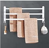 NELXIBI Handtuchhalter Ohne Bohren, 3 Tier Selbstklebende Handtuchhalter, Handtuchhalter Bad mit 2 Haken, Geschirrtuchhalter, Handtuchhalter Wand Geeignet für BäDer, KüChen, Toiletten(Weiß, 40CM)