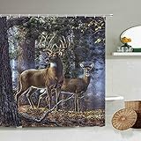 Wald Elch Duschvorhang Tier Ölgemälde Design Badezimmer Badewanne Wasserdicht Polyester Vorhang Home Wall Decor S.2 180x180cm