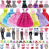 Acehome 25teiliges Puppenkleidungsset BarbiePuppe, 3 Partykleider + 5 Kleider + 5 Tops + 5 Hosen + 2 Badeanzüge Bikini + 5 Schuhe, Minikleider komplettes Set von modischen Outfits 29,8 cm