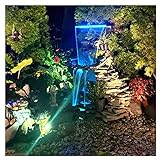 AWWXJ Pool-Wasserfall Überlaufklinge Mit Streifen-LED-Licht Acryl Rechteckig Pool-Brunnen für Schwimmbad Und Garten (Color : Warm, Size : 41cm/1.32FT)