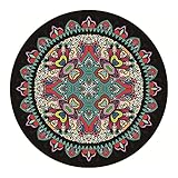QQLADY Runder Kinderteppich, ultraweicher böhmischer Küchenteppich, Vintage-marokkanischer bunter Druck, großer Outdoor-Teppich, schmutzabweisender Teppich, Hängekorbmatte, Dschungel, Durchmesser: