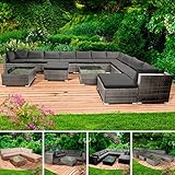 BRAST Gartenmöbel Lounge Set | 4-12 Personen viele Modelle & Farben | incl. extra Dicke Kissen | TÜV geprüft | Outdoor Loungemöbel Sitzgruppe Essgruppe Garnitur | Dreams Grau