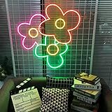 LED-Neonschild, buntes Blumen-Neonschild, LED-visuelle Wandleuchten, Dekor, Business-Neonlampe