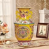 Moueqkee Gelbe Jingdezhen Keramikvase mit emaillfarbenen Ohren Halloween Moderne Blume Vase Thanksgiving Tisch Mittelstücke Dekorationen für Hochzeitsküche, Büro oder Wohnzimmer,Gelb