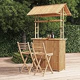 ZHOUMIN 3-TLG. Bar-Set, Bierzeltgarnitur, Gartenbar, Camping Küche, Biertisch Bierbänke, Garten Möbel, Bambus